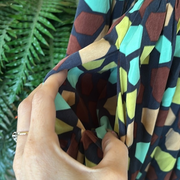 Brand New Unique Vintage Smak Parlour Brown Yellow Geometric 70s Mod Dress - Picture 14 of 15